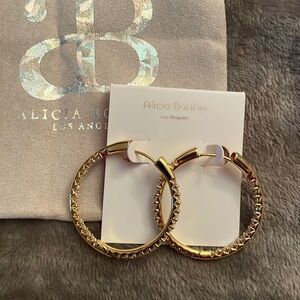 Alicia Bonnie Twinkle Delight Clear Gold Large Hoop Earrings Crystal, dust bag